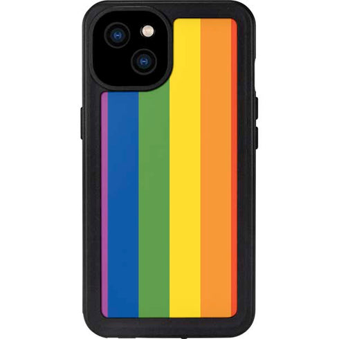 Vertical Rainbow Flag iPhone 15 Plus Waterproof Case